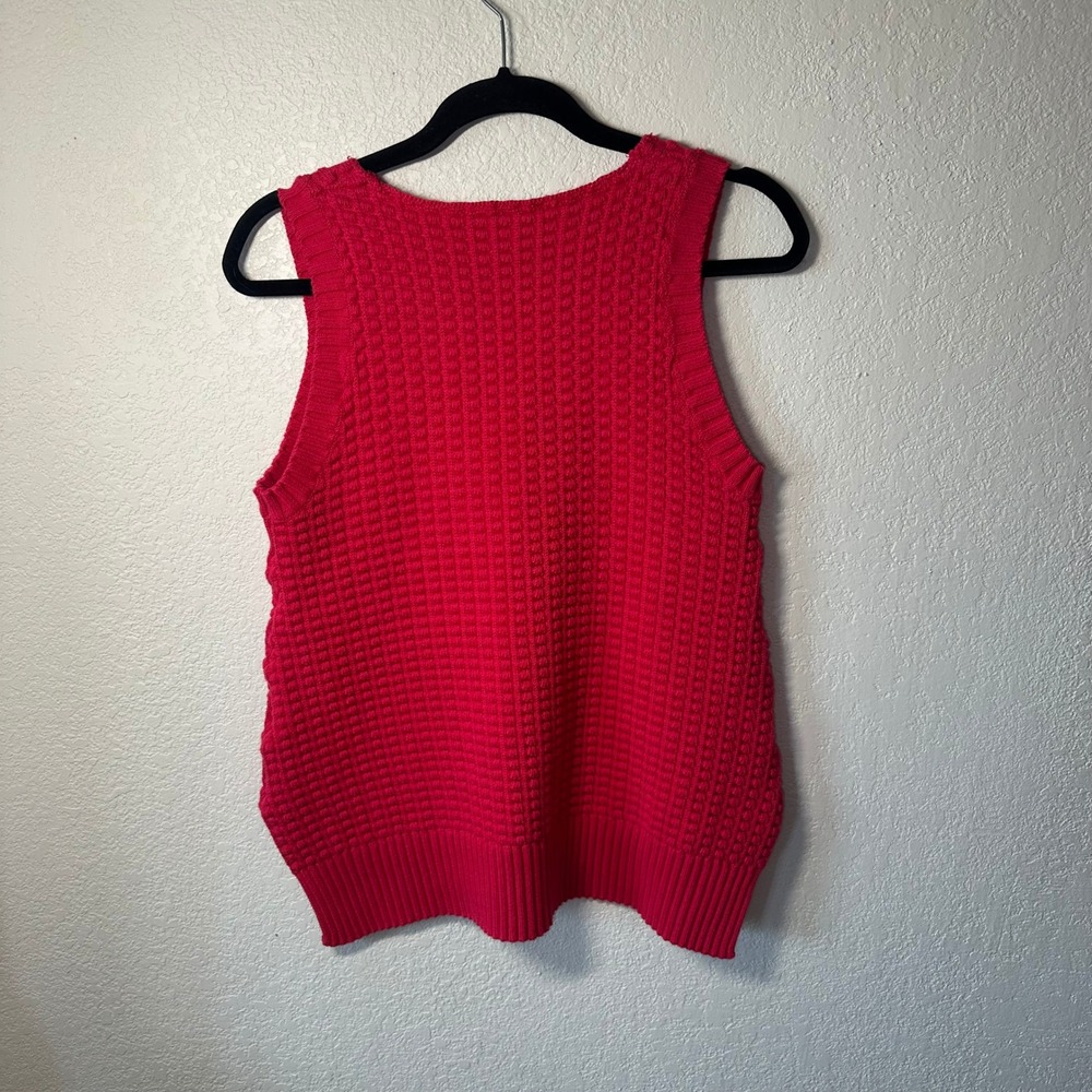 French Connection Red Textured Knit Sleeveless‎ Sweater Vest Top Women's Size L - Picture 5 of 6
